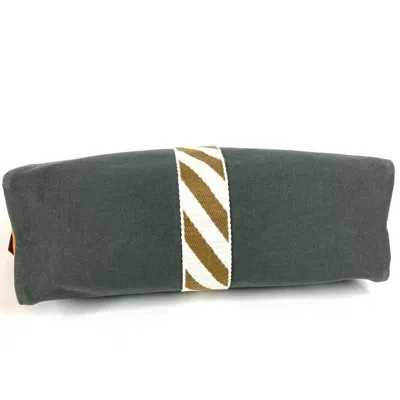 Pre-owned Hermes Gray Yellow Cotton Clutch Bag Pouch ()