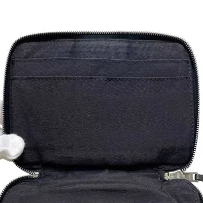 Pre-owned Hermes Her Line Black Gray Canvas Wallet (bi-fold) () In Multi