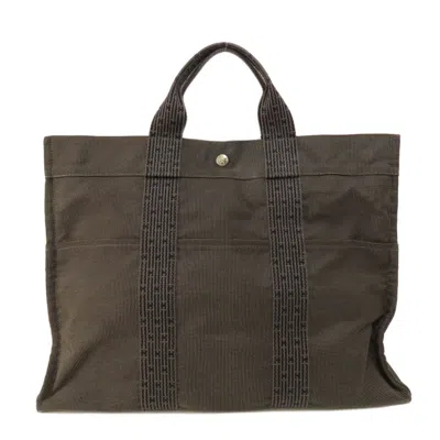 Pre-owned Hermes Her Line Gray Canvas Tote Bag ()