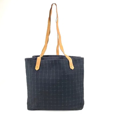 Pre-owned Hermes Navy Cotton Shoulder Bag Tote Bag () In Blue