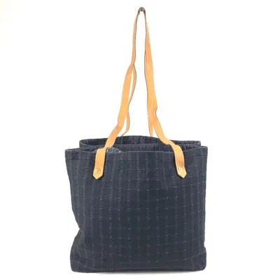 Pre-owned Hermes Navy Cotton Shoulder Bag Tote Bag () In Blue