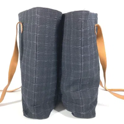 Pre-owned Hermes Navy Cotton Shoulder Bag Tote Bag () In Blue