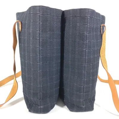 Pre-owned Hermes Navy Cotton Shoulder Bag Tote Bag () In Blue
