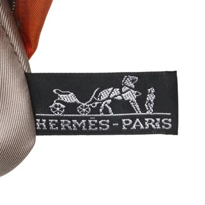Pre-owned Hermes Orange Silk Leather Pouch Shoulder Bag ()