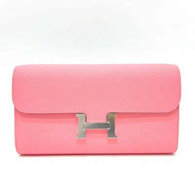 Pre-owned Hermes Pink Rose Confetti Epsom Leather Chain/shoulder Wallet ()