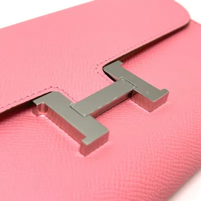 Pre-owned Hermes Pink Rose Confetti Epsom Leather Chain/shoulder Wallet ()
