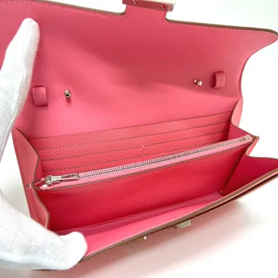 Pre-owned Hermes Pink Rose Confetti Epsom Leather Chain/shoulder Wallet ()