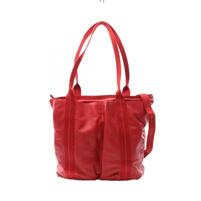 Pre-owned Hermes Red Color Veau Derma Tote Bag ()