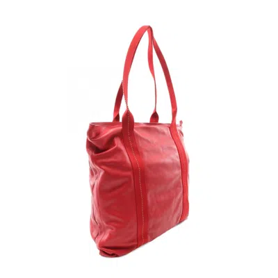 Pre-owned Hermes Red Color Veau Derma Tote Bag ()