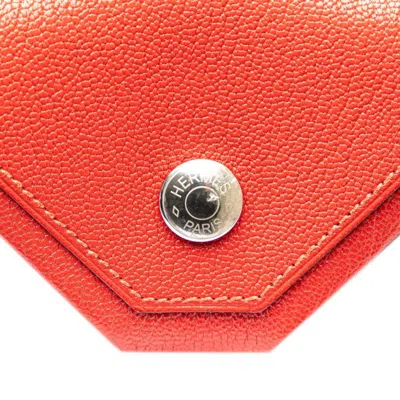 Pre-owned Hermes Red Color Vermilion Epsom Leather Coin Purse/coin Case ()