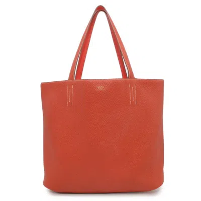 Pre-owned Hermes Rose Jaipur Sanguine Taurillon Clemence Leather Tote Bag ()