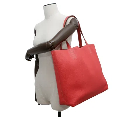 Pre-owned Hermes Rose Jaipur Sanguine Taurillon Clemence Leather Tote Bag ()