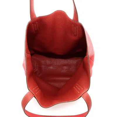 Pre-owned Hermes Rose Jaipur Sanguine Taurillon Clemence Leather Tote Bag ()