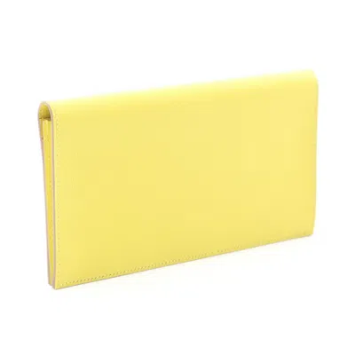 Pre-owned Hermes Soufre Yellow Evercalf Leather Long Wallet (bi-fold) ()