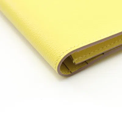 Pre-owned Hermes Soufre Yellow Evercalf Leather Long Wallet (bi-fold) ()