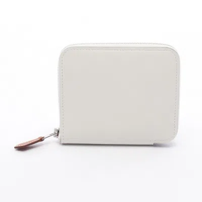 Pre-owned Hermes White Leather Middle Wallet (bi-fold) ()
