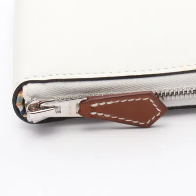 Pre-owned Hermes White Leather Middle Wallet (bi-fold) ()