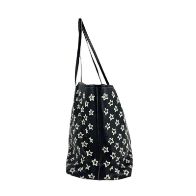 Pre-owned Jimmy Choo Black White Leather Shoulder Bag Tote Bag () In Multi