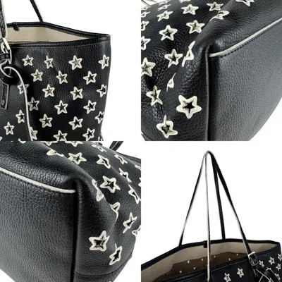 Pre-owned Jimmy Choo Black White Leather Shoulder Bag Tote Bag () In Multi