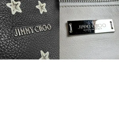 Pre-owned Jimmy Choo Black White Leather Shoulder Bag Tote Bag () In Multi