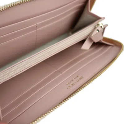 Pre-owned Jimmy Choo Pink Embossed Long Wallet (bi-fold) ()