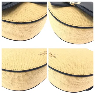 Pre-owned Kate Spade Navy Leather Raffia Pochette Shoulder Bag () In Blue