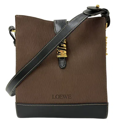 Pre-owned Loewe Black Dark Brown Leather Shoulder Bag () In Multi