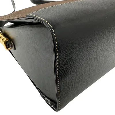 Pre-owned Loewe Black Dark Brown Leather Shoulder Bag () In Multi