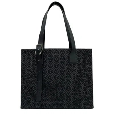 Pre-owned Loewe Black Leather Canvas Tote Bag ()