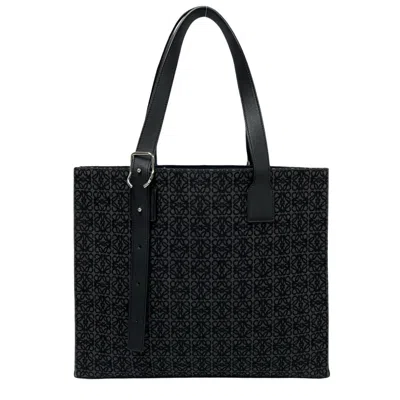 Pre-owned Loewe Black Leather Canvas Tote Bag ()