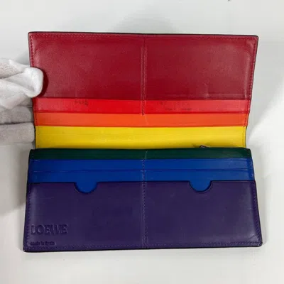 Pre-owned Loewe Black Multi-color Leather Long Wallet (bi-fold) ()
