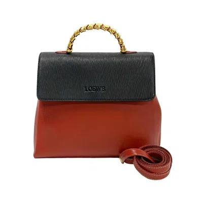 Pre-owned Loewe Black Red Color Leather Handbag Shoulder Bag () In Multi