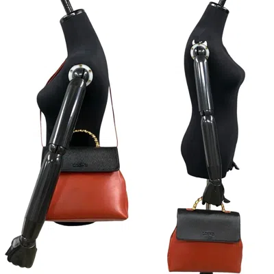 Pre-owned Loewe Black Red Color Leather Handbag Shoulder Bag () In Multi