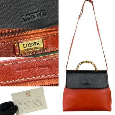 Pre-owned Loewe Black Red Color Leather Handbag Shoulder Bag () In Multi