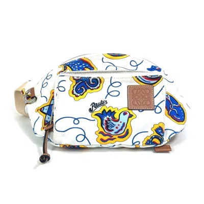 Pre-owned Loewe Blue White Canvas Fanny Pack Shoulder Bag Sling Bag () In Multi