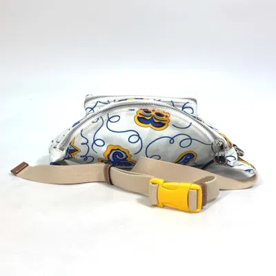 Pre-owned Loewe Blue White Canvas Fanny Pack Shoulder Bag Sling Bag () In Multi