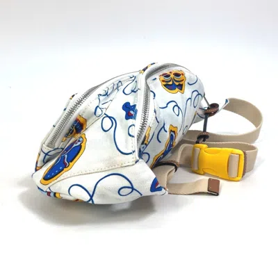 Pre-owned Loewe Blue White Canvas Fanny Pack Shoulder Bag Sling Bag () In Multi