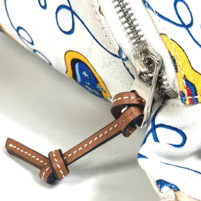 Pre-owned Loewe Blue White Canvas Fanny Pack Shoulder Bag Sling Bag () In Multi