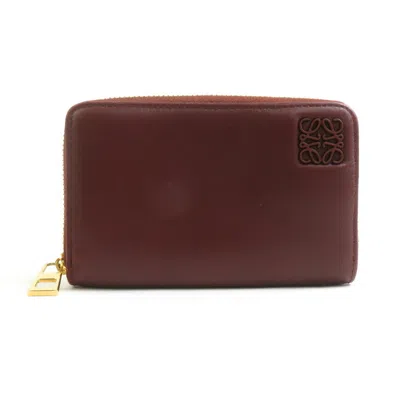 Pre-owned Loewe Bordeaux Leather Coin Purse/coin Case () In Burgundy