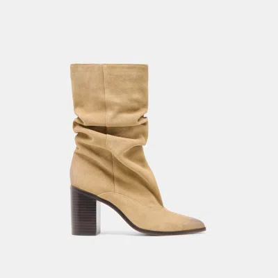 Dolce Vita Talina Wide Calf Boots Dk Taupe Suede In Brown