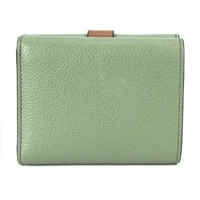 Pre-owned Loewe Brown Green Leather Wallet (tri-fold) () In Multi