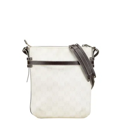 Pre-owned Loewe Brown White Leather Pvc Shoulder Bag () In Multi