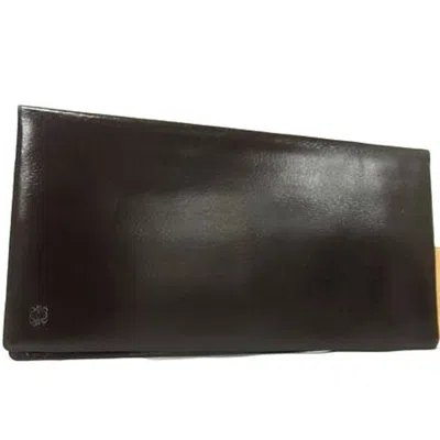 Pre-owned Loewe Dark Brown Leather Long Wallet (bi-fold) ()