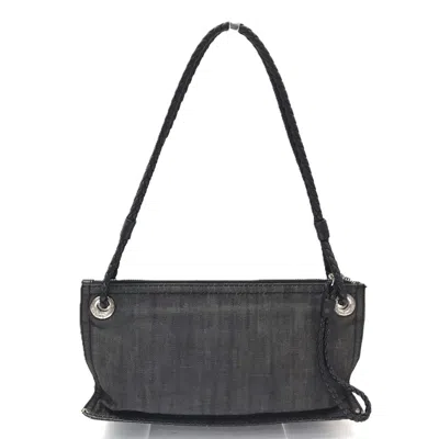 Pre-owned Loewe Gray Denim Leather Pouch ()