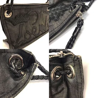 Pre-owned Loewe Gray Denim Leather Pouch ()