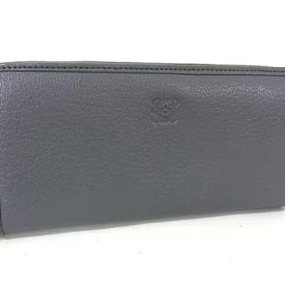 Pre-owned Loewe Gray Leather Long Wallet (bi-fold) ()