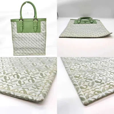 Pre-owned Loewe Green Canvas Leather Handbag Tote Bag ()