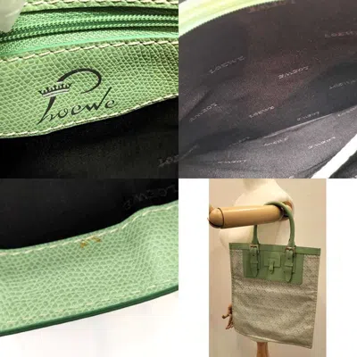 Pre-owned Loewe Green Canvas Leather Handbag Tote Bag ()