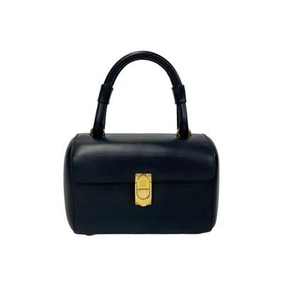 Pre-owned Loewe Navy Leather Boston Bag Handbag () In Blue