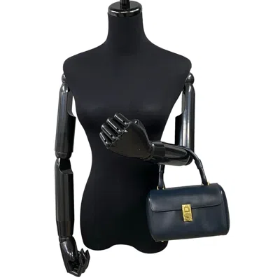 Pre-owned Loewe Navy Leather Boston Bag Handbag () In Blue